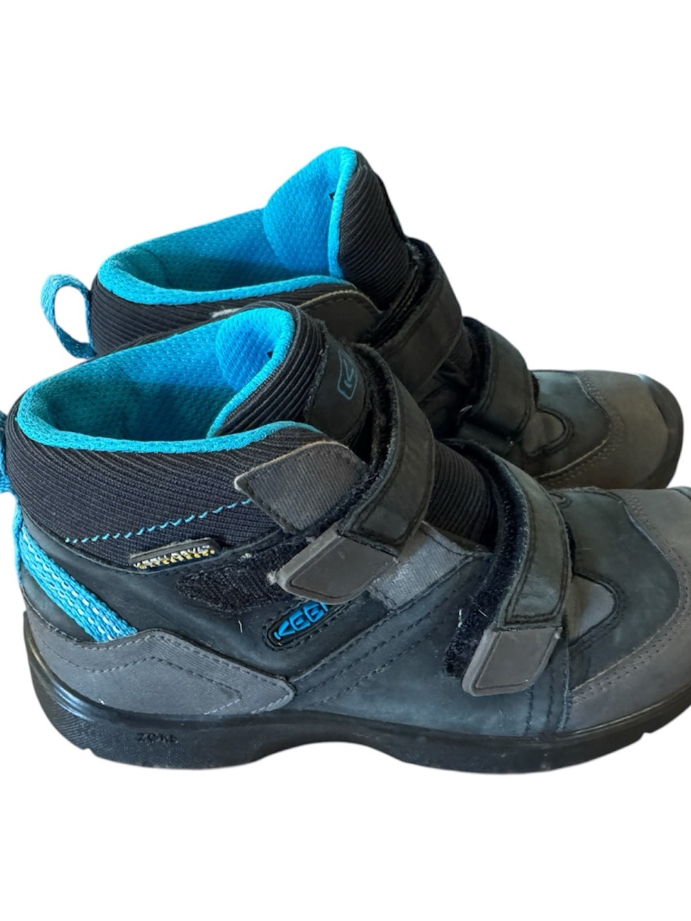 KEEN Kids Black & Teal Waterproof Hook-and-Loop Boots Size 13 Outdoor Gorpcore